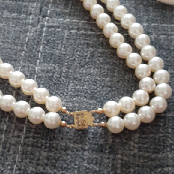 Classy Vintage Double Strand Pearl Necklace S132 - Picture 7 of 13